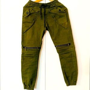 Skinny Fit Jogger Pants XXS Olive Military Green